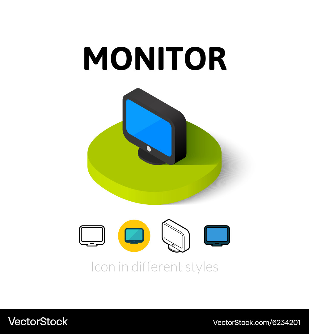 Monitor icon in different style vector image