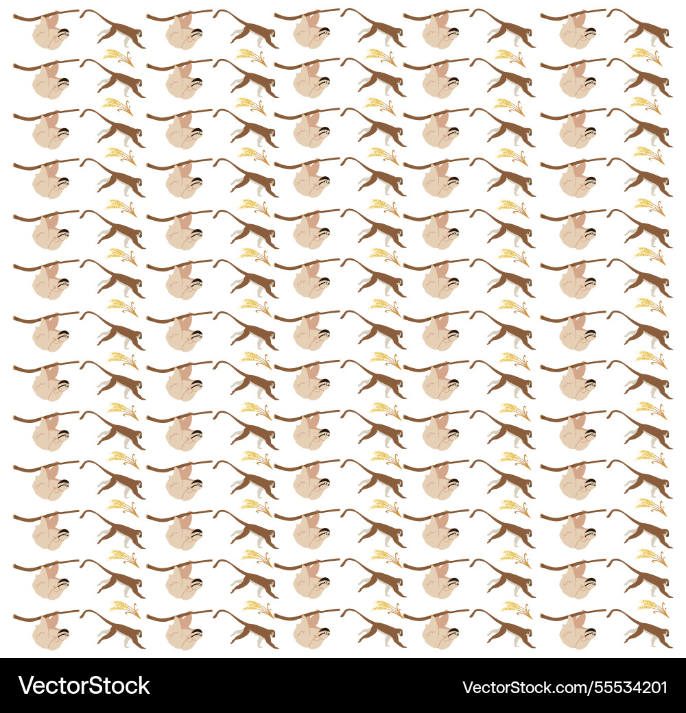 Monkey sloth as a pattern background Monkey sloth as a pattern background vector image
