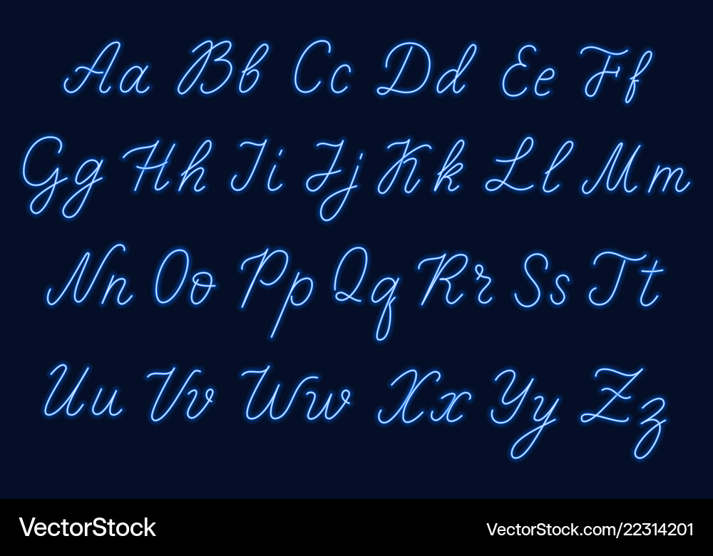 Neon Script Lettering - Blue Glow vector image