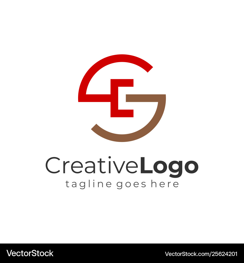 Red brown abstract circular initial letter g and c Vector Image