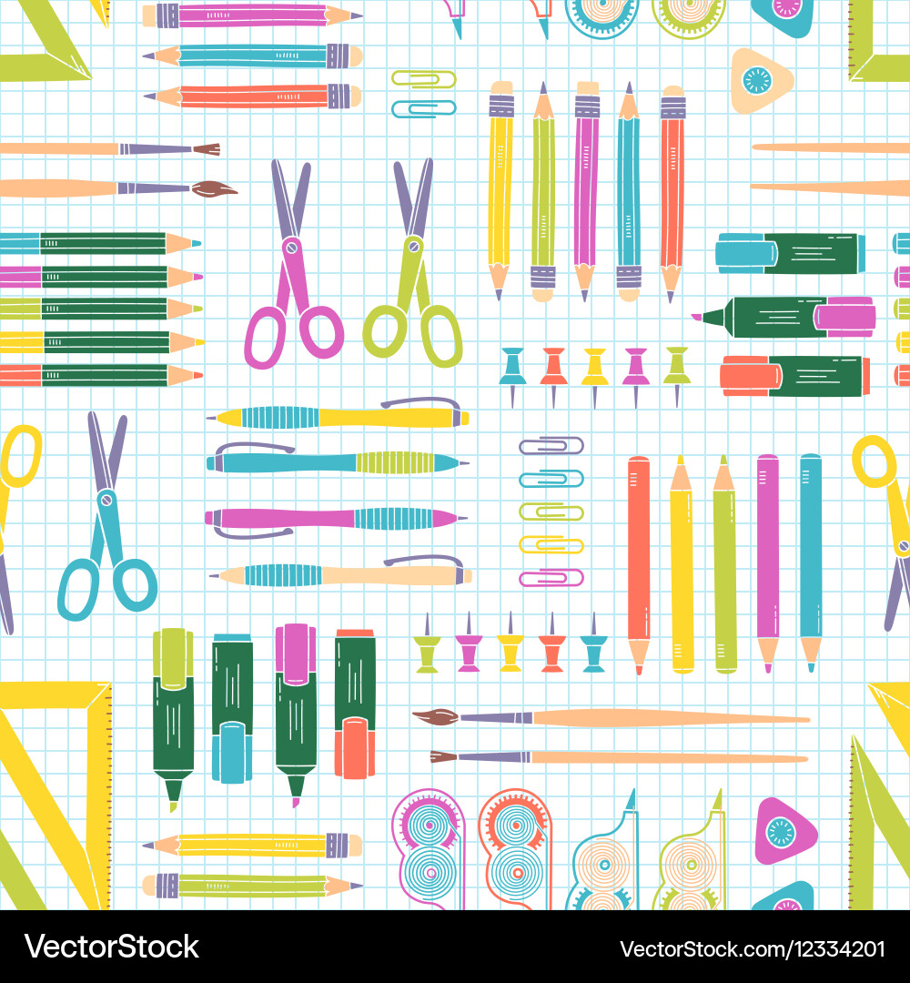 Seamless stationery pattern school Royalty Free Vector Image