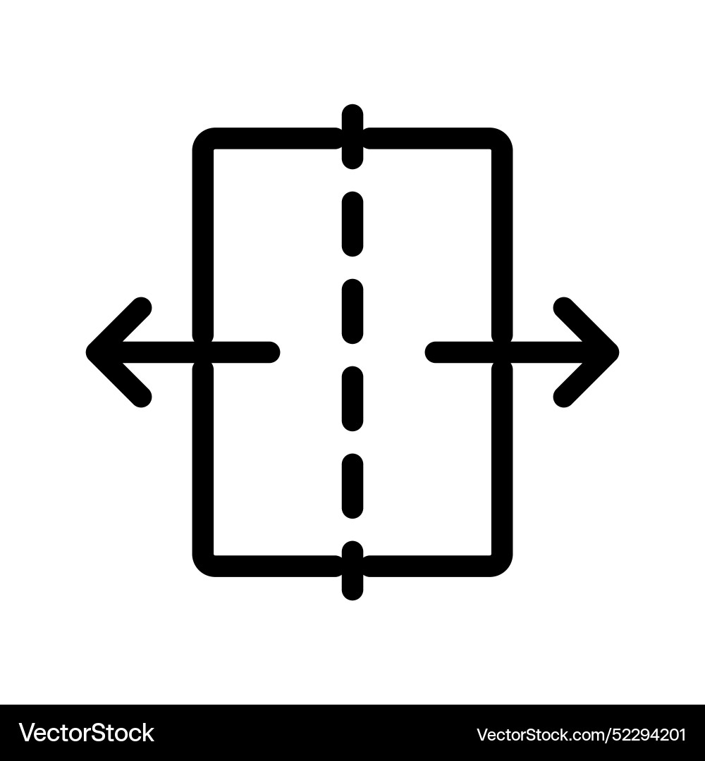 Separating arrow in two part icon linear logo Separating arrow in two part icon linear logo vector image
