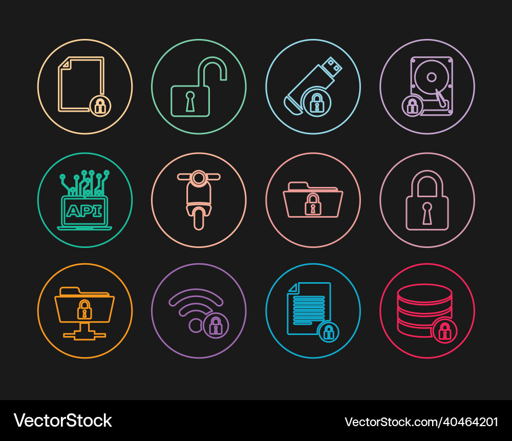 Set line server security with lock usb Set line server security with lock usb vector image