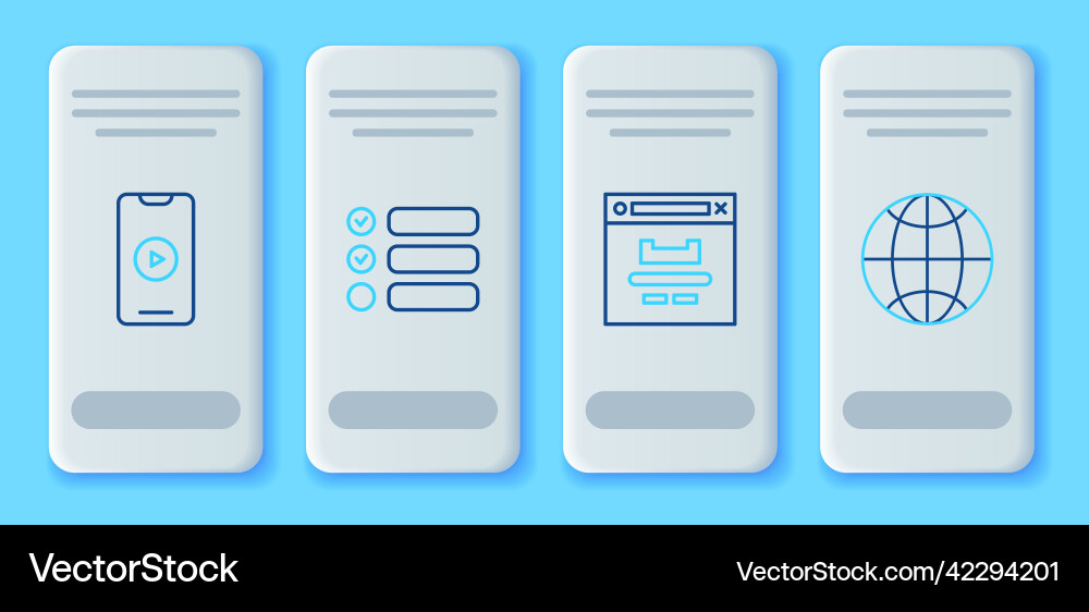 Set line task list browser window online play vector image