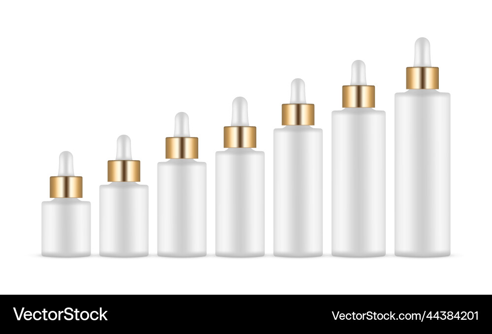 Set of different dropper bottles with golden caps Vector Image