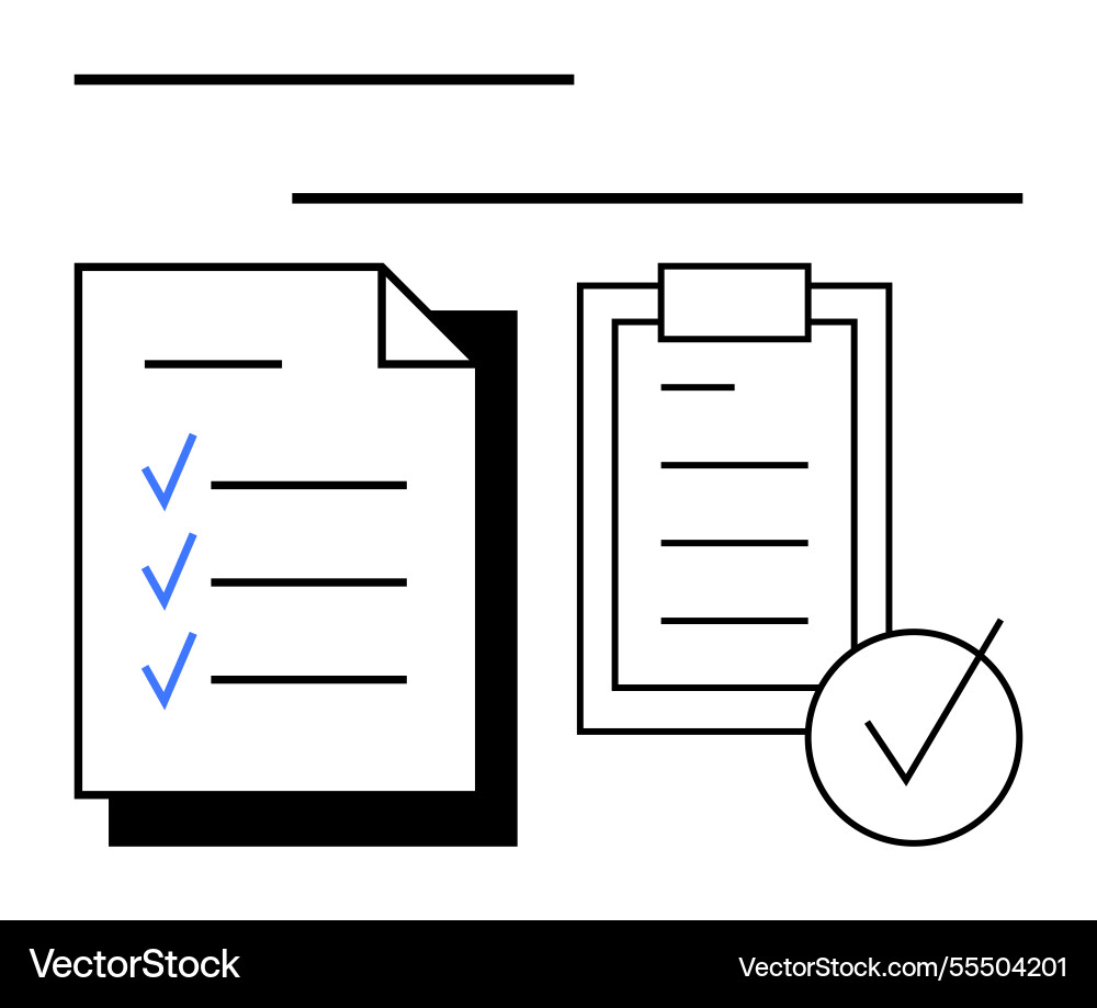Task management with checklist and clipboard Task management with checklist and clipboard vector image