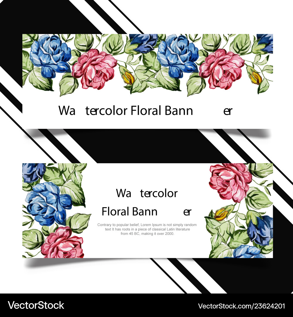 Watercolor floral banner template design Watercolor floral banner template design vector image