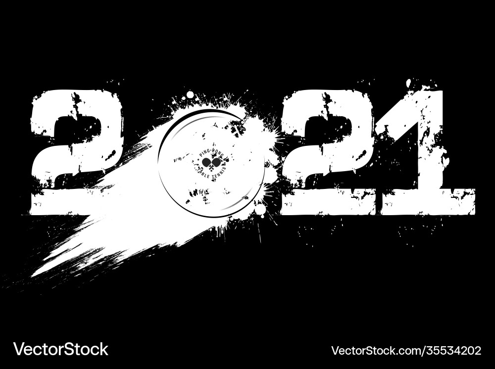 Abstract 2021 Ping Pong Numbers Vector Image