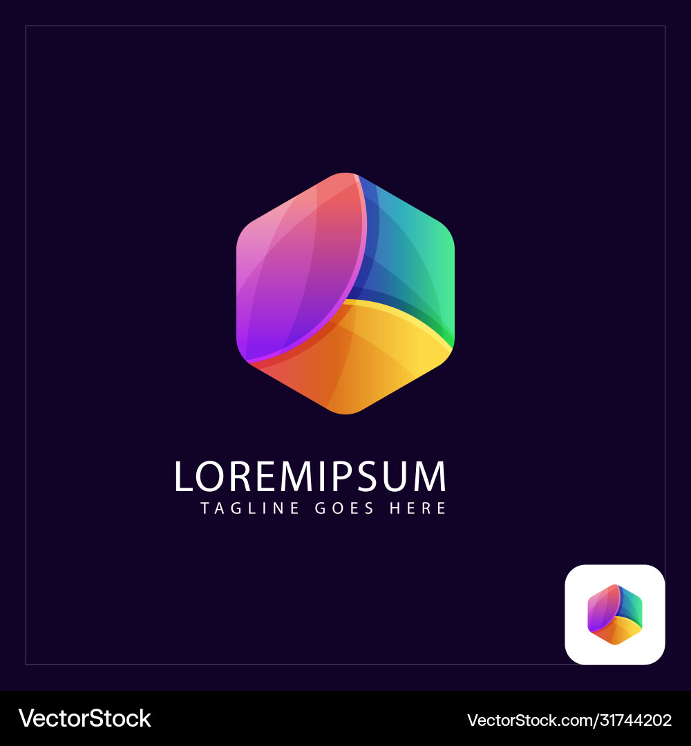 Abstract hexagonal logo colorful gradient Abstract hexagonal logo colorful gradient vector image