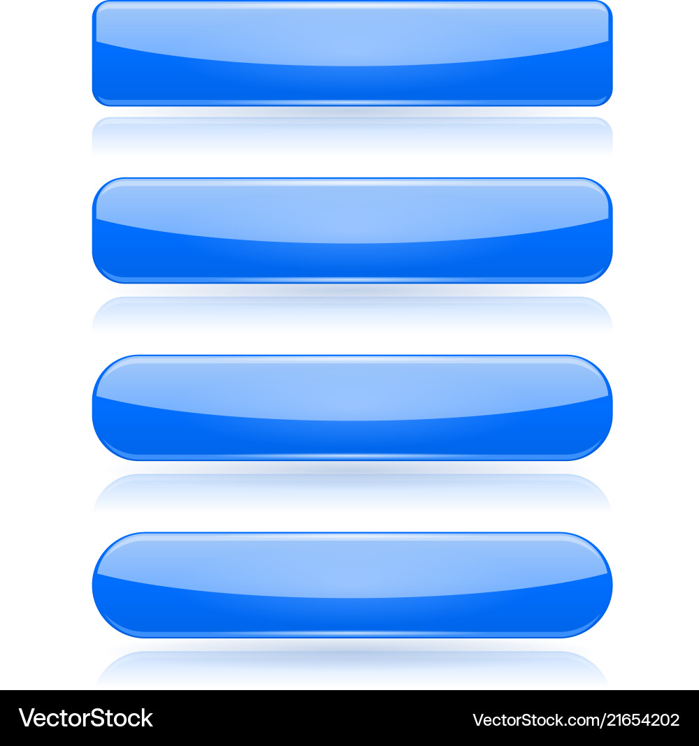 Blue menu buttons rectangle and oval 3d shiny vector image