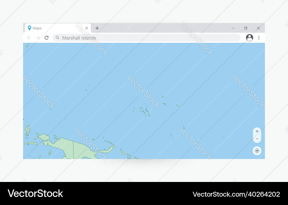 Browser window with map of marshall islands Vector Image