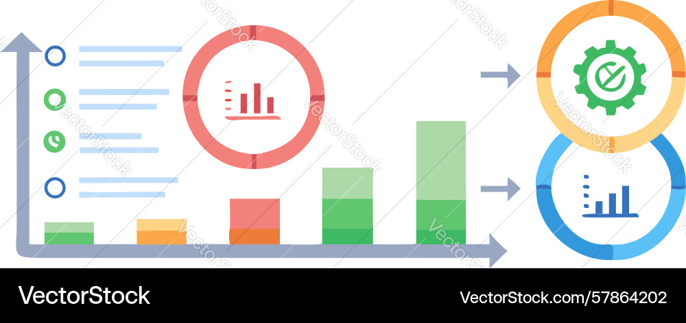 Data analysis bar chart with gear icon progress Vector Image