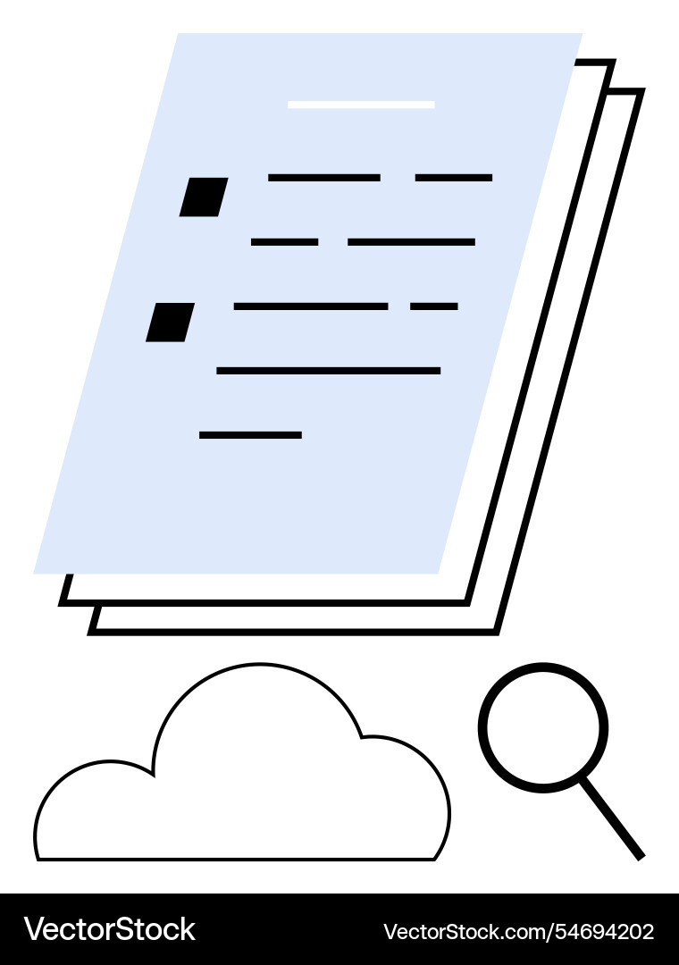 Digital cloud document with magnifying glass Vector Image