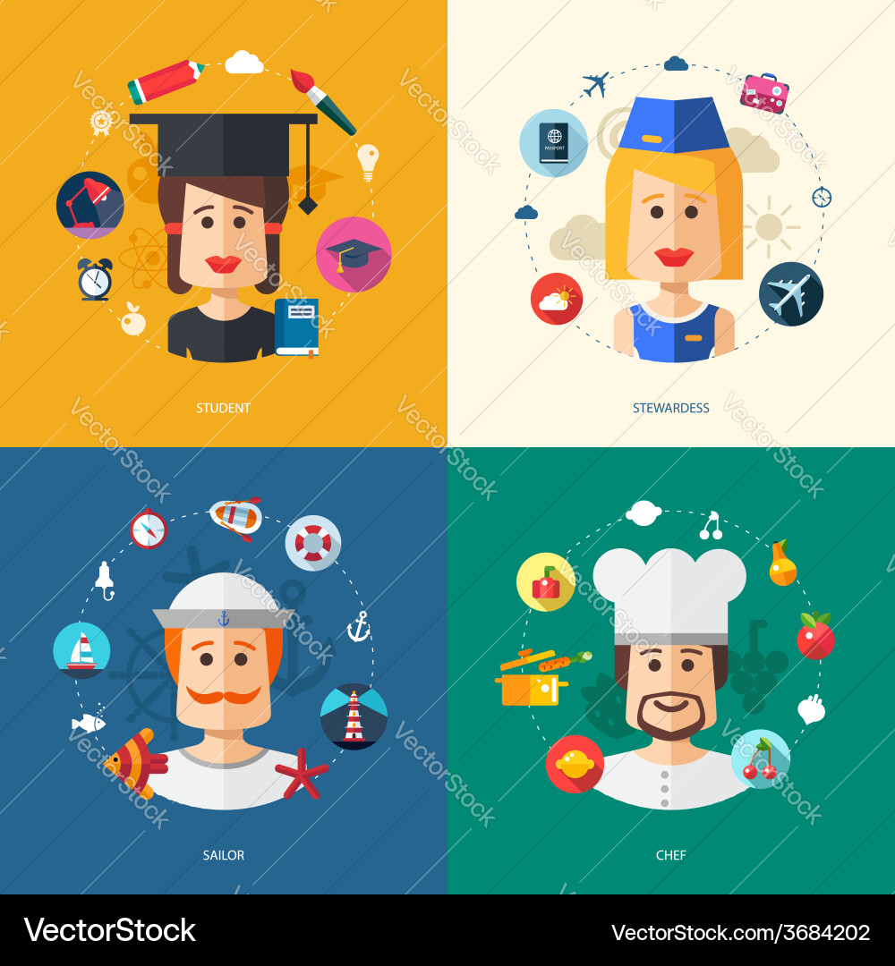Flat design business with people professions Vector Image