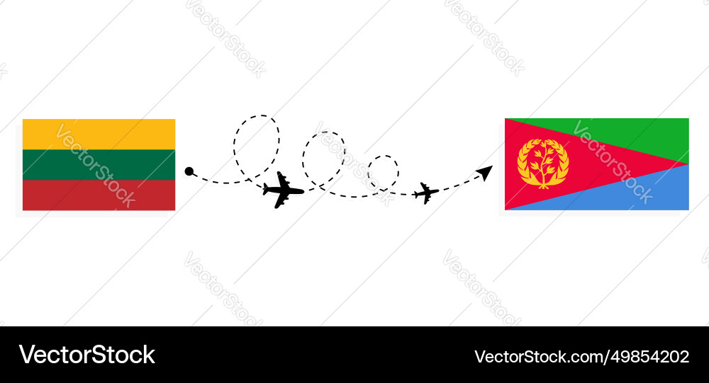 Flight and travel from lithuania to eritrea Flight and travel from lithuania to eritrea vector image