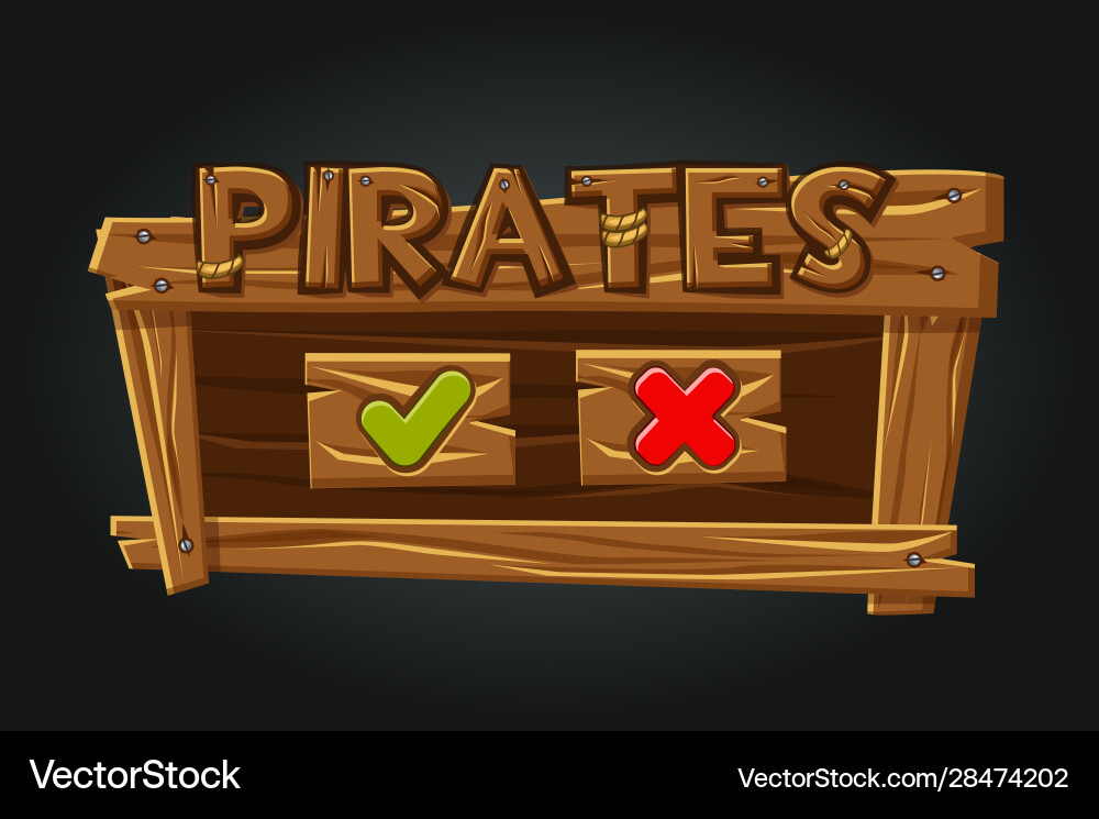 Game pirates user interface play window buttons vector image