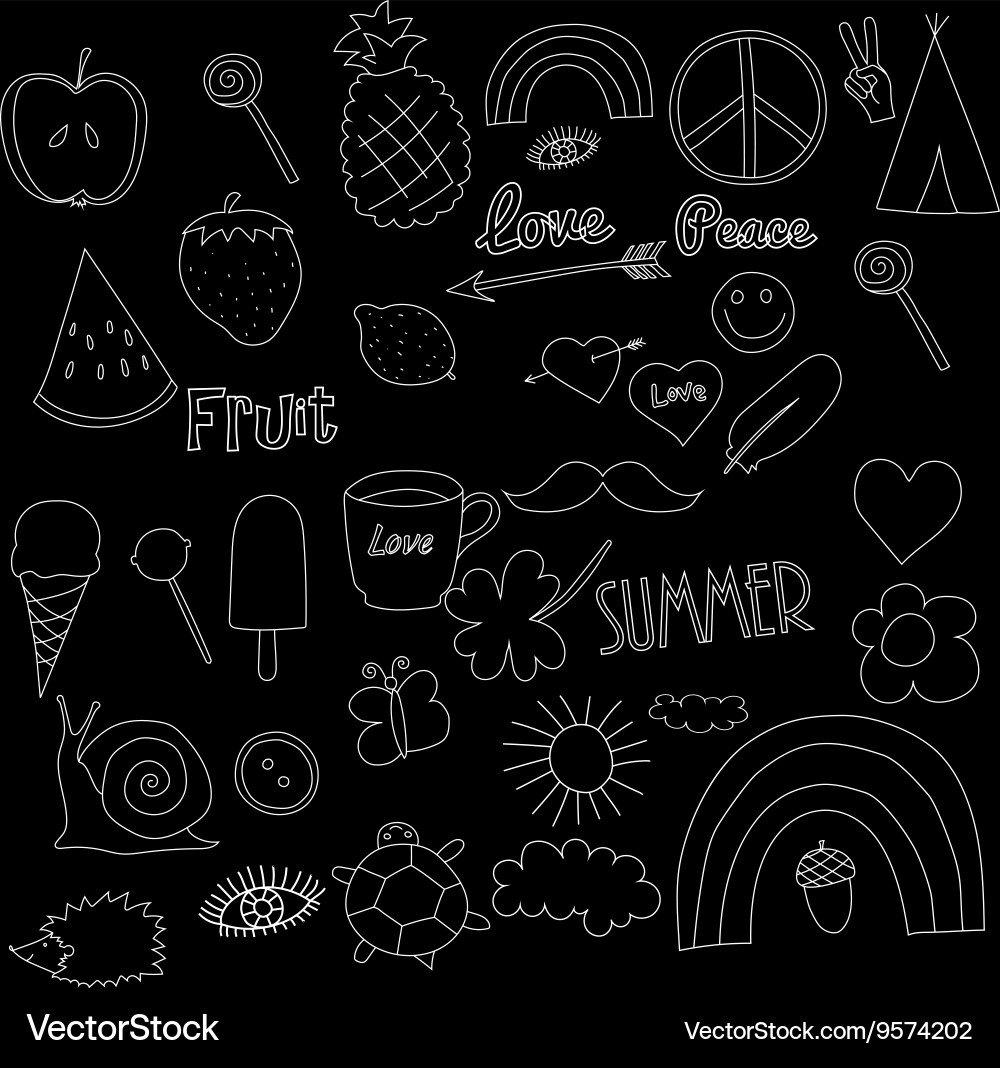 Hand drawn chalkboard doodles collection Vector Image