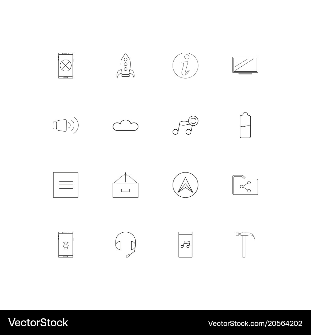Internet of things simple linear icons set vector image