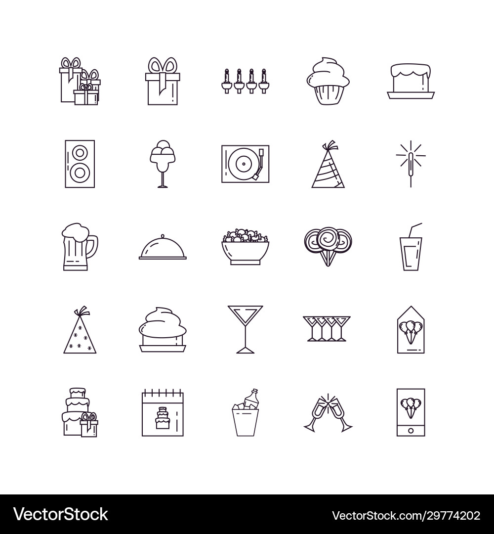 Isolated party line style icon set design Isolated party line style icon set design vector image