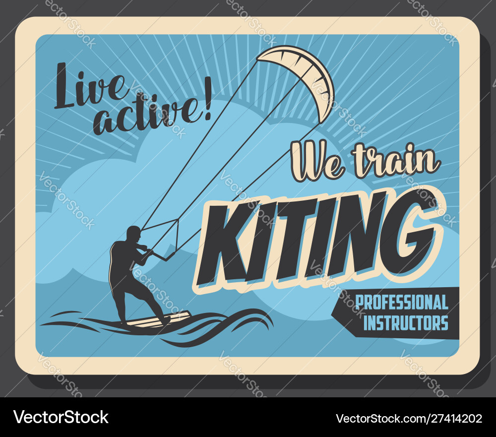Kiteboarding extreme water sport kiting trains Kiteboarding extreme water sport kiting trains vector image