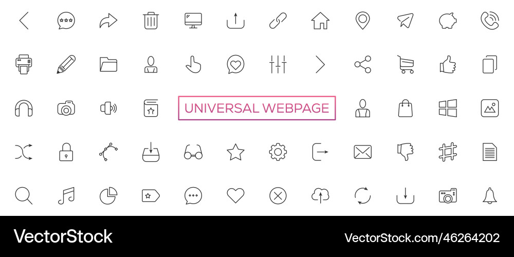 Line universal webpage tiny icon set Line universal webpage tiny icon set vector image