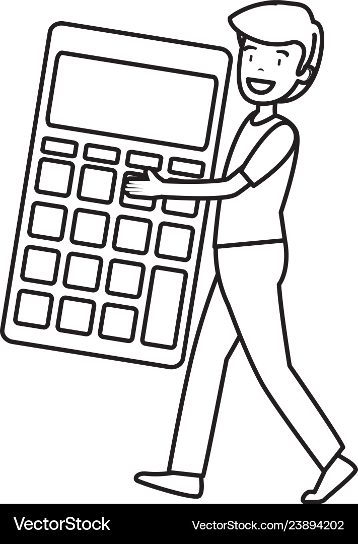 Man with calculator math Man with calculator math Vector Image