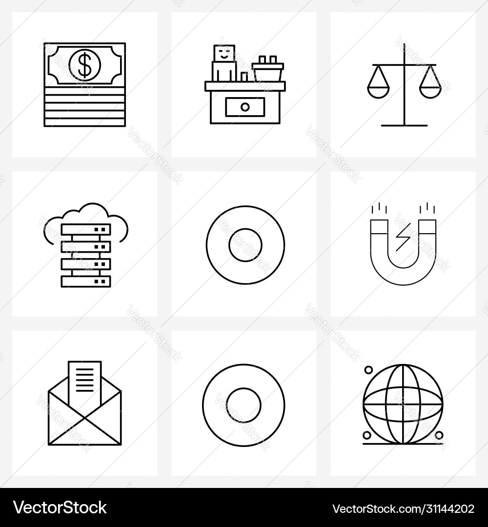 Modern line 9 simple icons circle data Vector Image