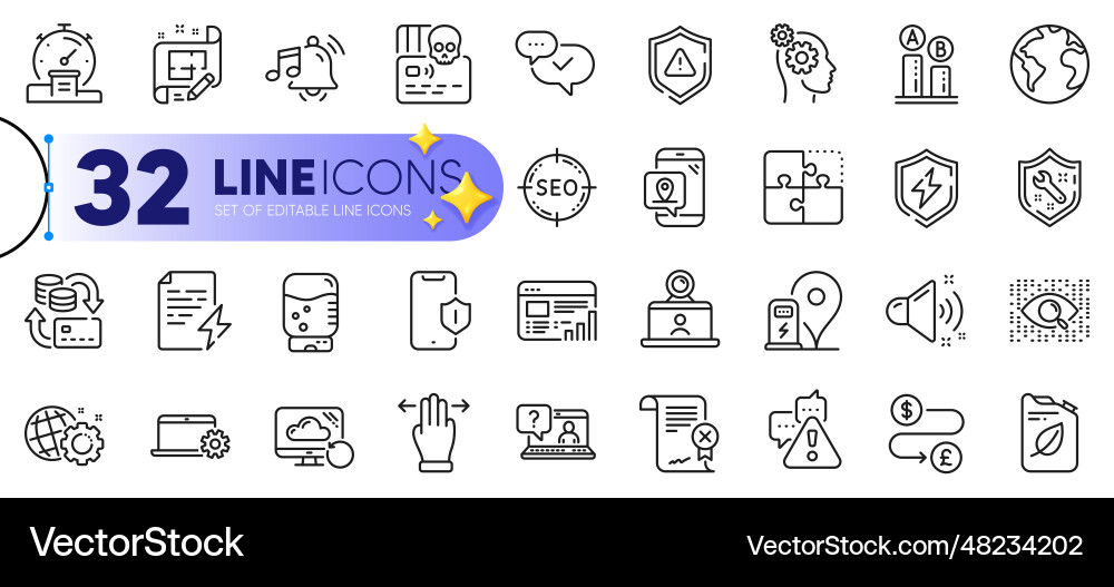 Outline set of seo loud sound and ab testing line Outline set of seo loud sound and ab testing line vector image