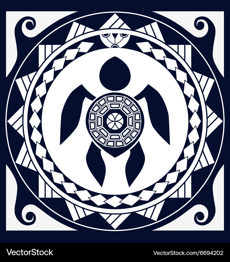 Polynesian Turtle Motif vector image