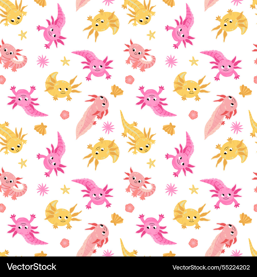 Seamless pattern with axolotl Vector Image