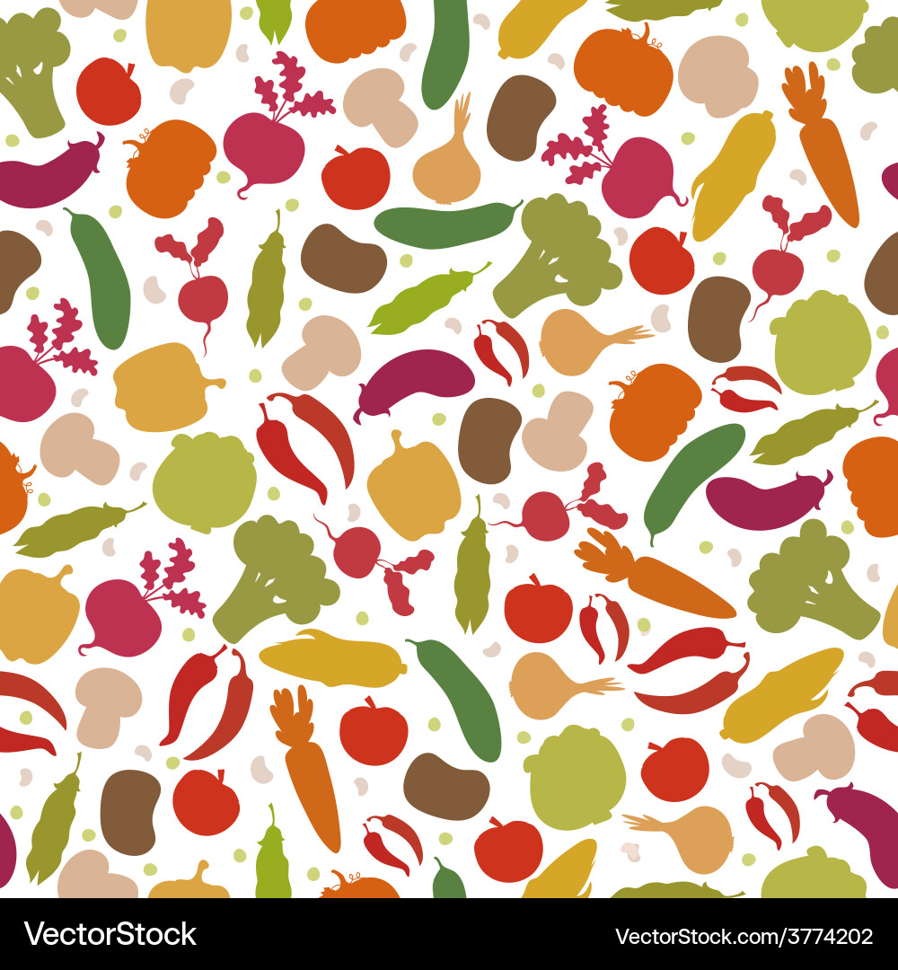 Seamless pattern with vegetables assorted vector image