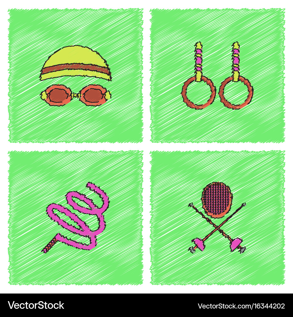 Set of olympic game design in hatching style vector image