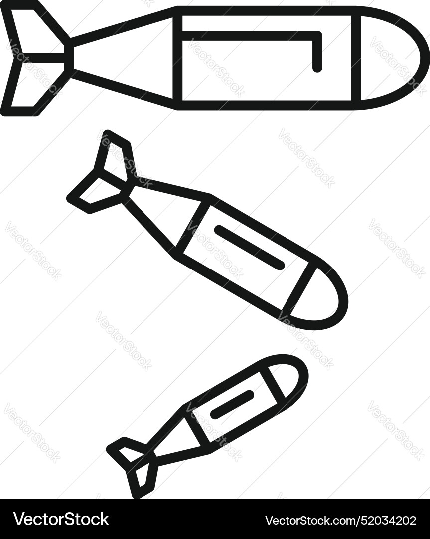 Set of three different size bombs falling from sky Vector Image