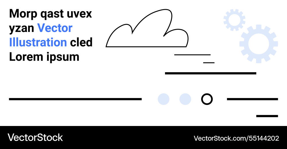 Simple cloud and gear elements with lines text Simple cloud and gear elements with lines text vector image