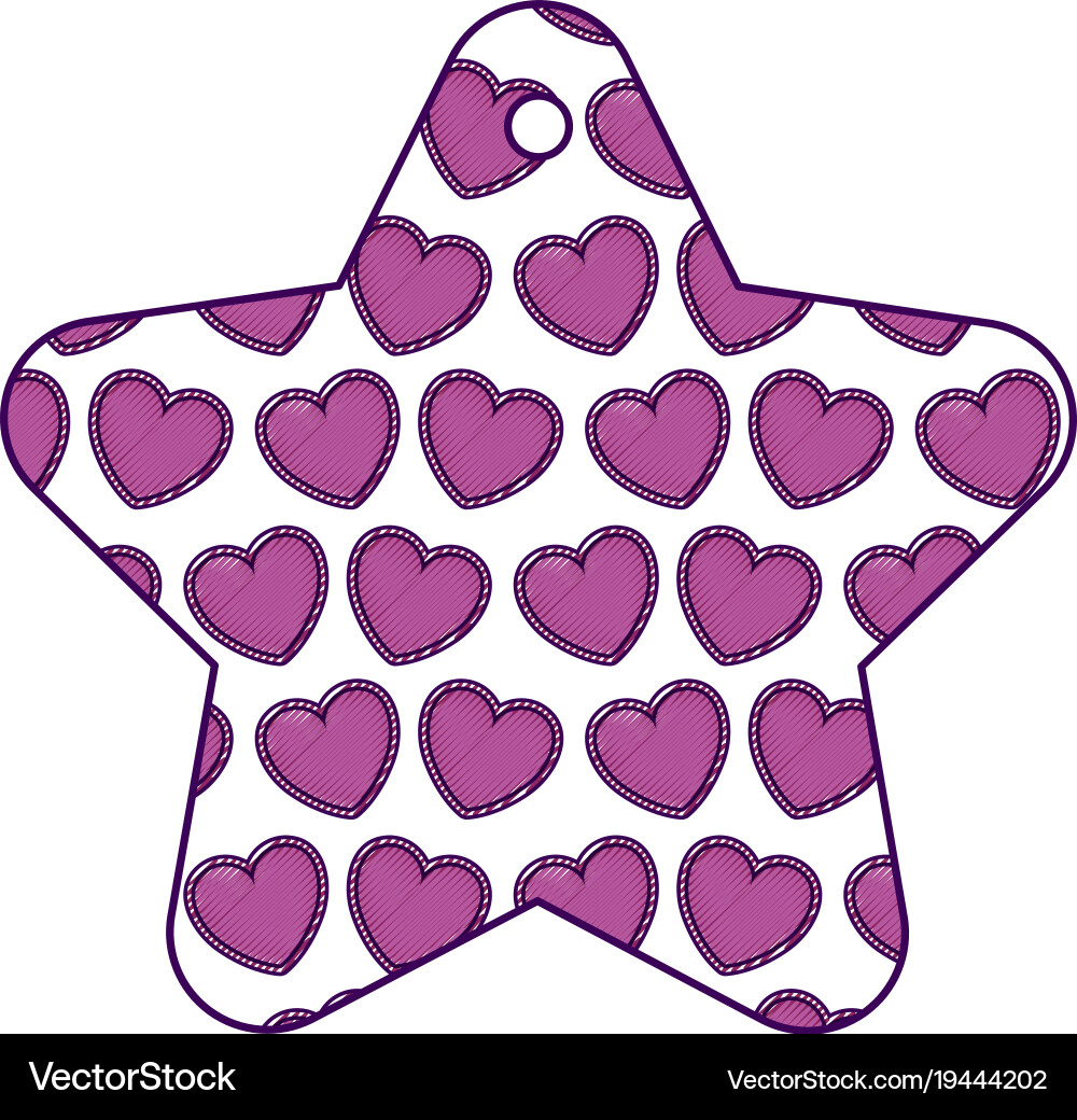 Star frame with hearts pattern background Vector Image