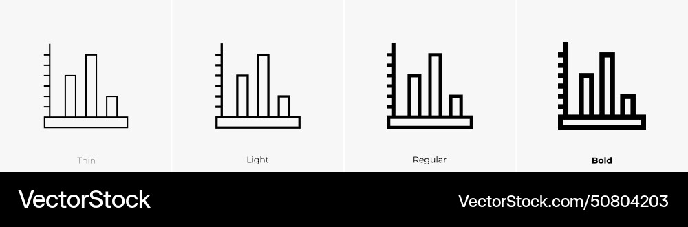 Bar graph icon thin light regular and bold style Bar graph icon thin light regular and bold style vector image