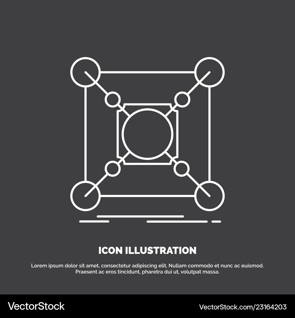 Base center connection data hub icon line symbol Base center connection data hub icon line symbol vector image