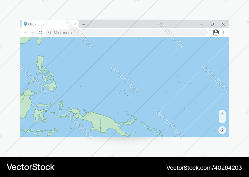Browser window with map of micronesia searching Vector Image