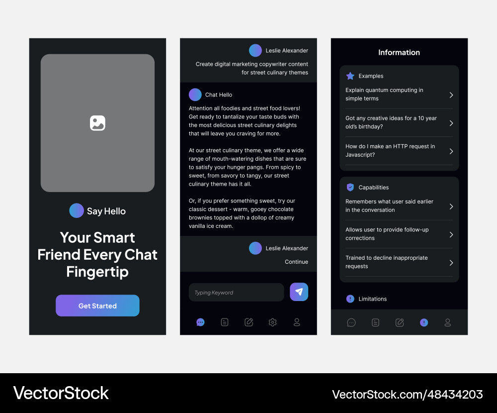 Chat assistant ui design template Vector Image