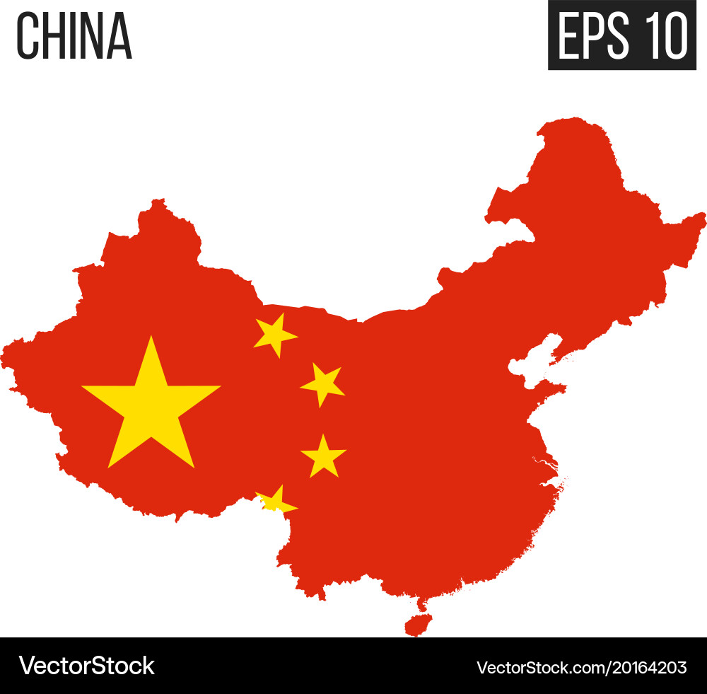 China map border with flag eps10 vector image