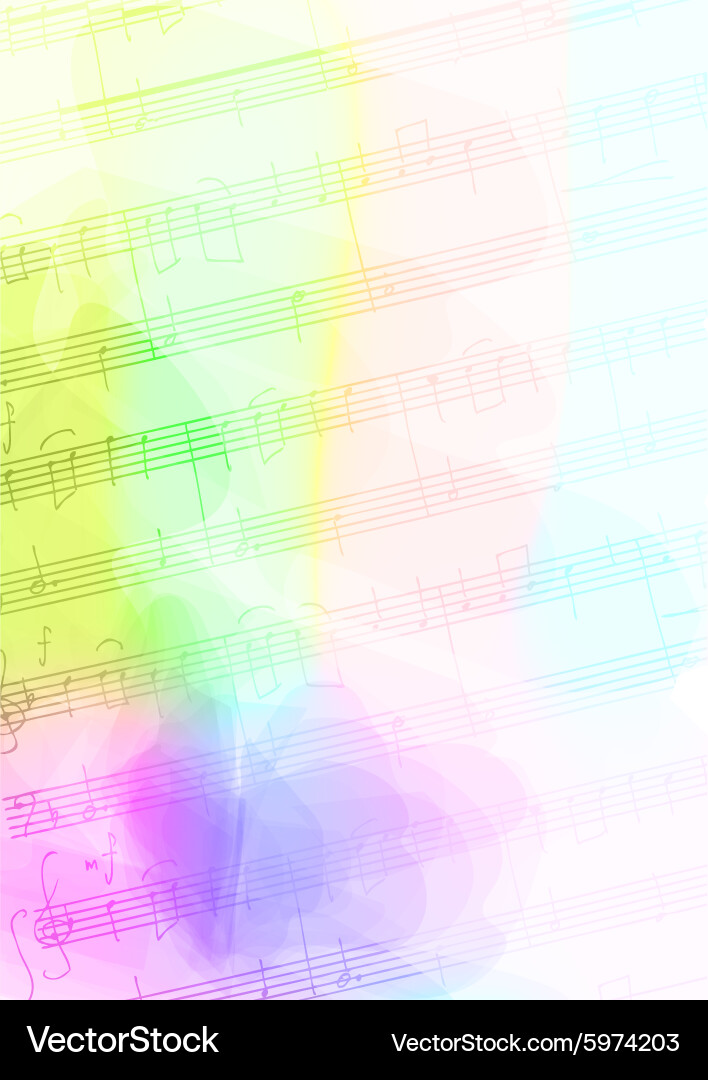 Colour background with handmade musical notes vector image