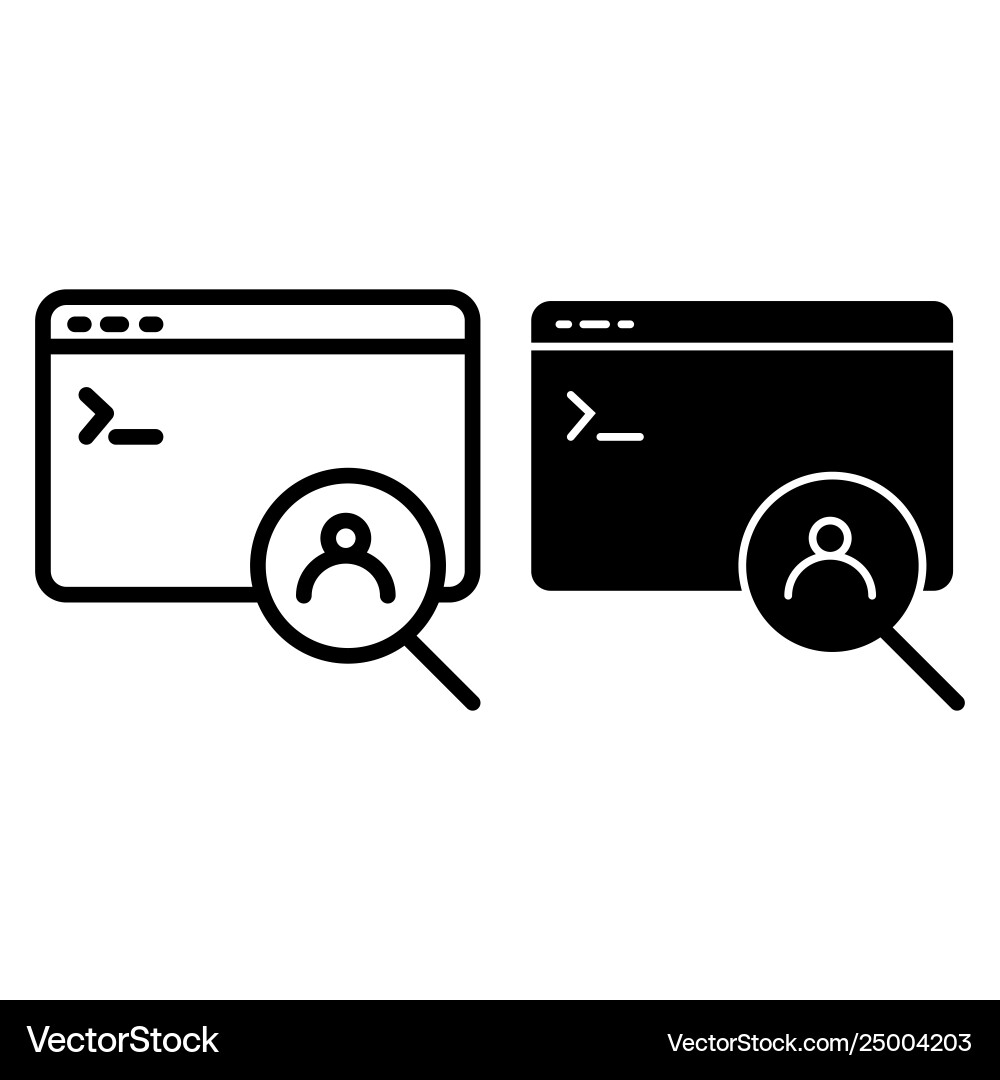 Computer window and user search line glyph Computer window and user search line glyph Vector Image