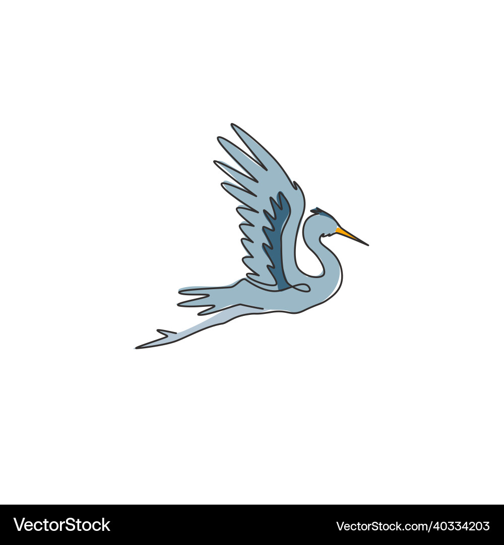 Eine durchgehende Linienzeichnung der süßen fliegenden Heron Eine durchgehende Linienzeichnung der süßen fliegenden Heron vektorbild