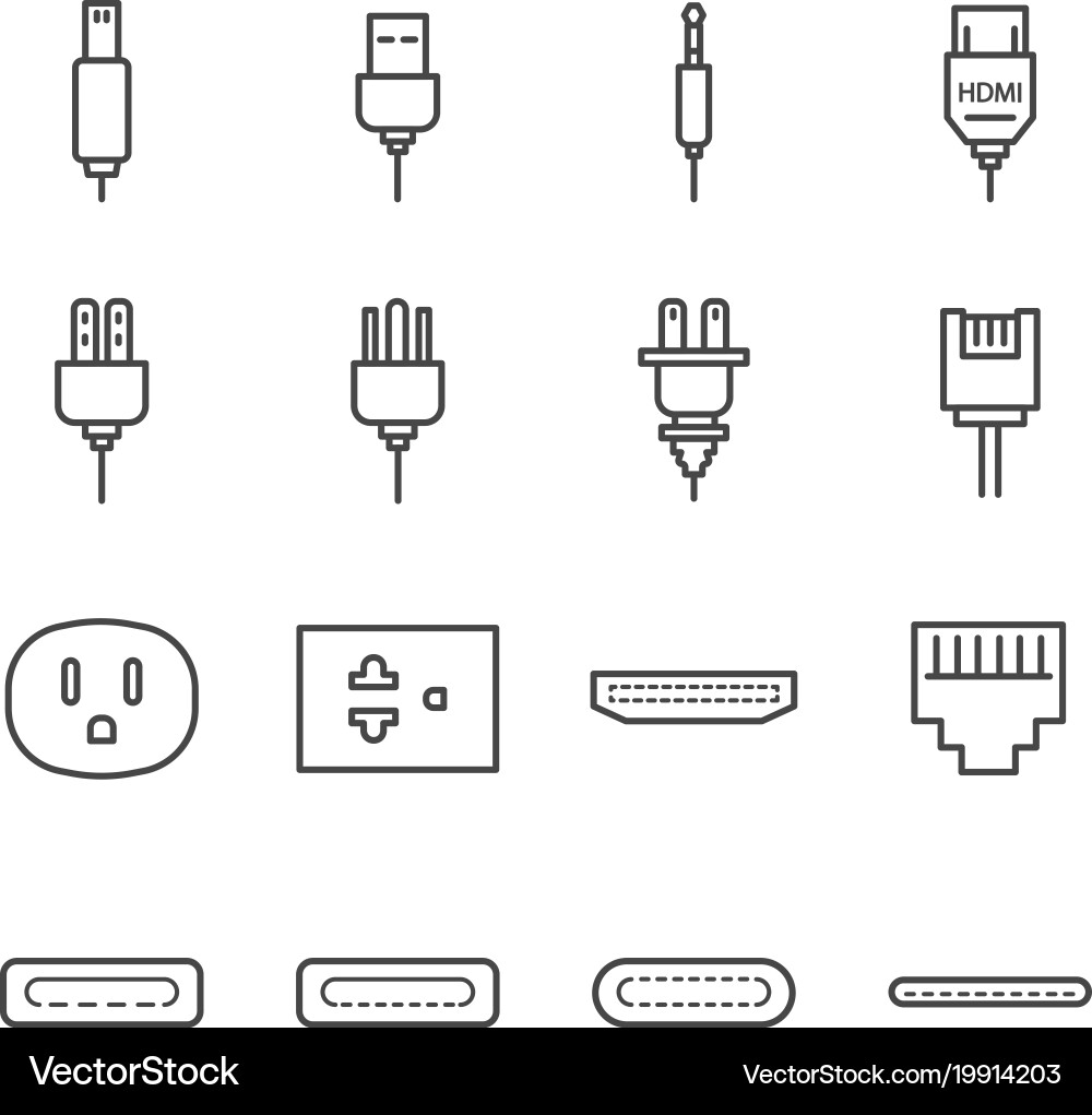 Electrical Plug and Socket Icon Set vector image