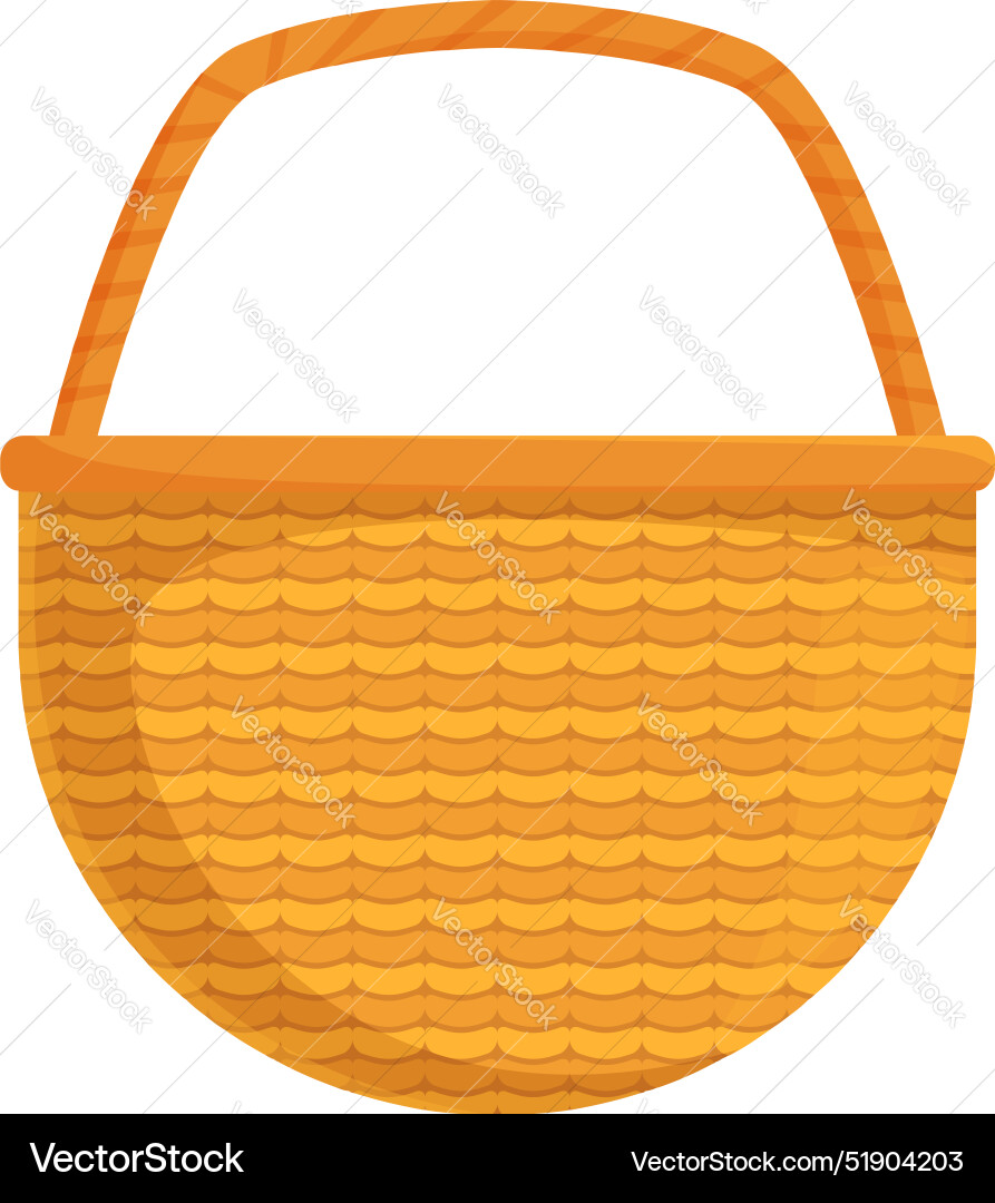 Empty wicker basket standing up with handle Vector Image