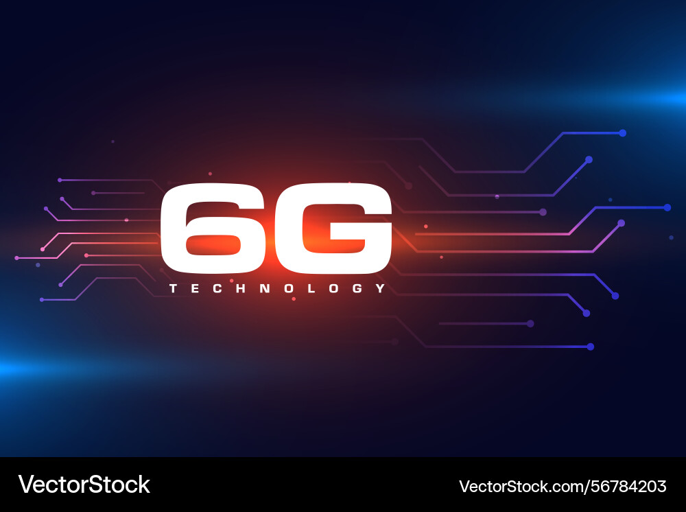 Glowing 6g ultra fast telecom network tech Glowing 6g ultra fast telecom network tech vector image