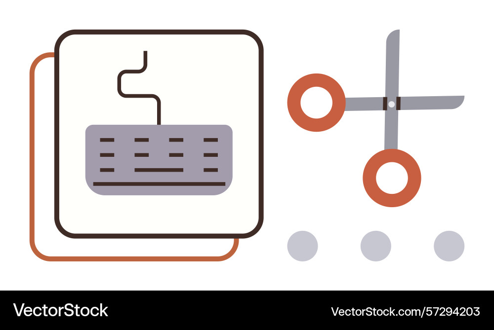 Keyboard with scissors symbolizing text editing vector image