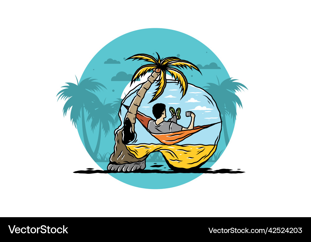 Man on hammock in skull shape Man on hammock in skull shape vector image