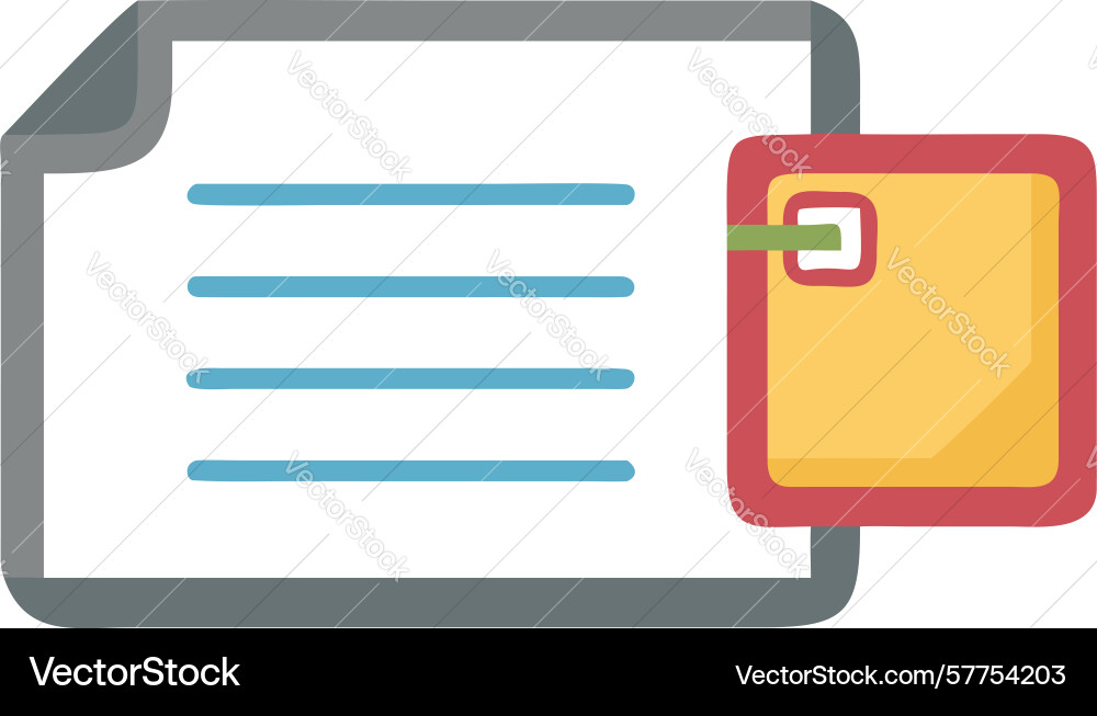 Memo document icon with a helpful sticky note vector image