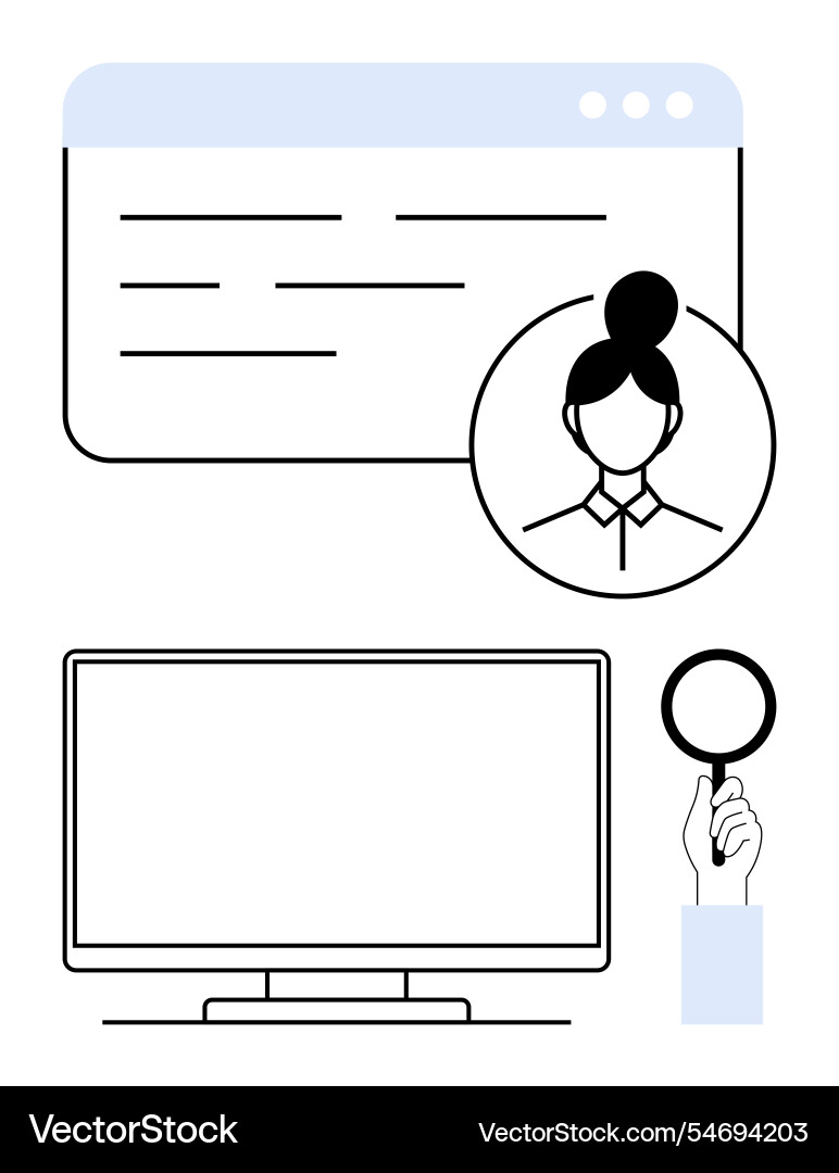 Online profile search with web browser window vector image